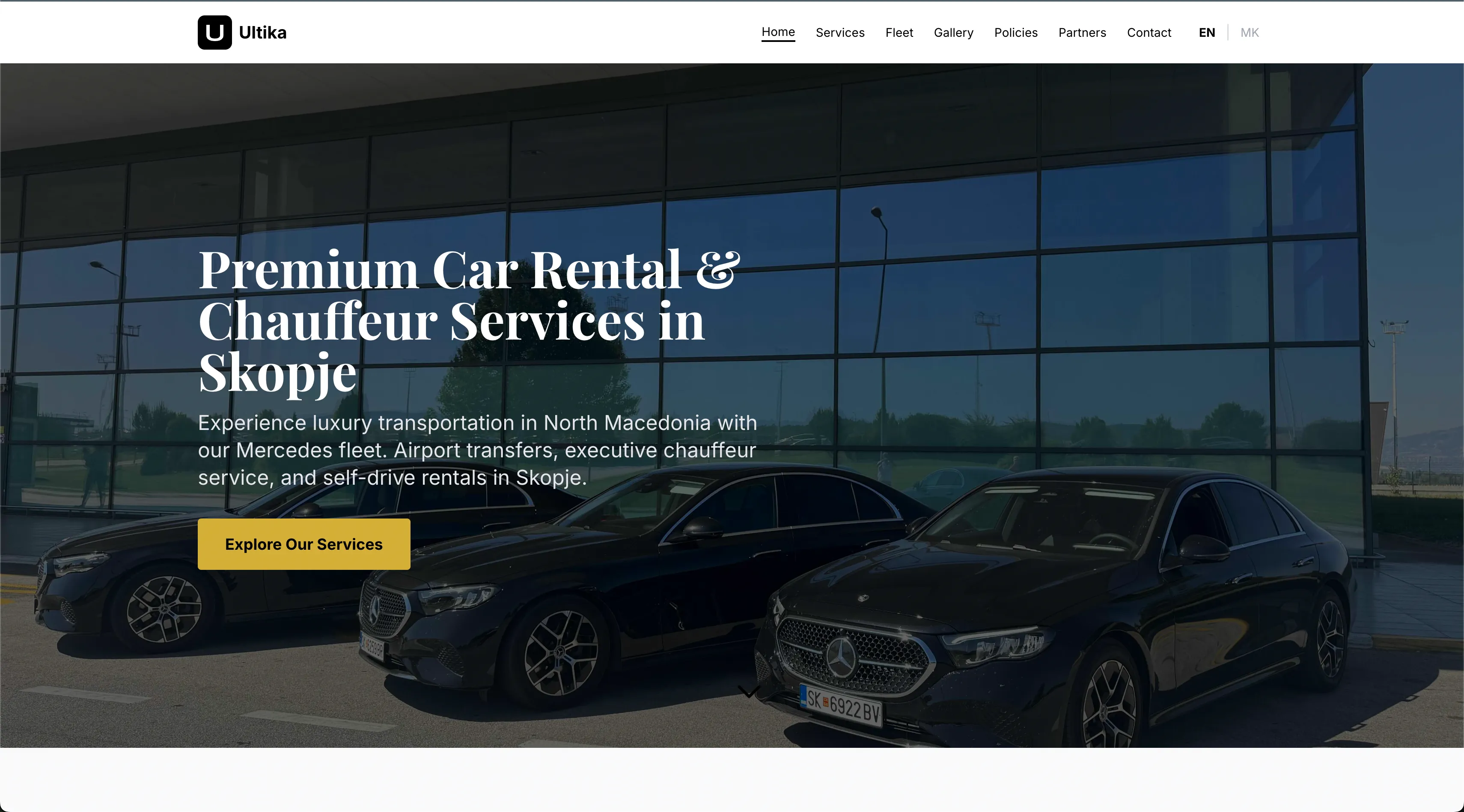 Custom website development for Ultika Car Rental matching their premium brand