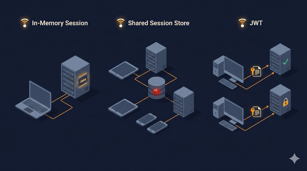 Horizontally scaled chat application: three client devices connect to a load balancer, which distributes to two identical app servers, both connected bidirectionally to a central Redis pub/sub broker